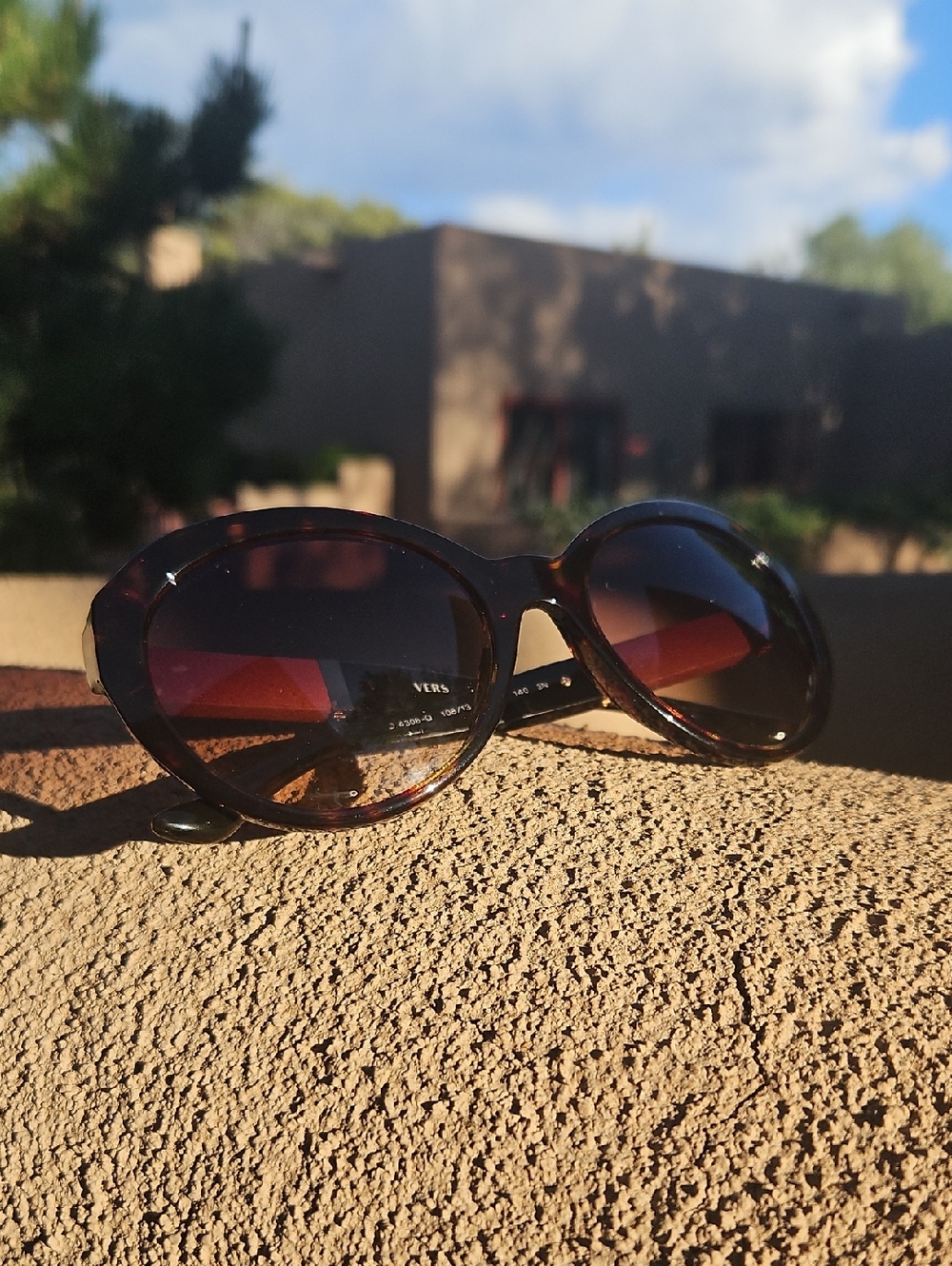 Versace Tortoiseshell Round Sunglasses with Brown Gradient Lenses